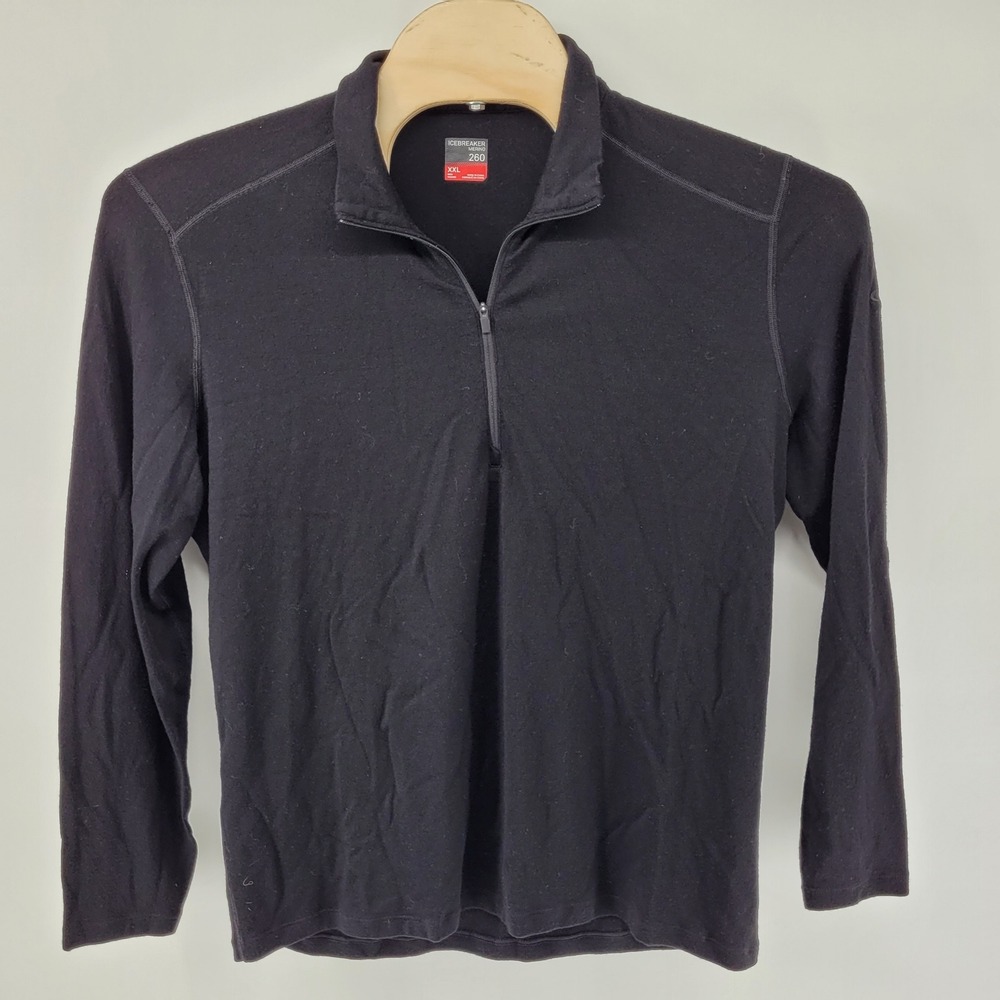 Icebreaker‎ Merino 260 Half Zip Pullover Mens XXL Black 100% Wool 104372001